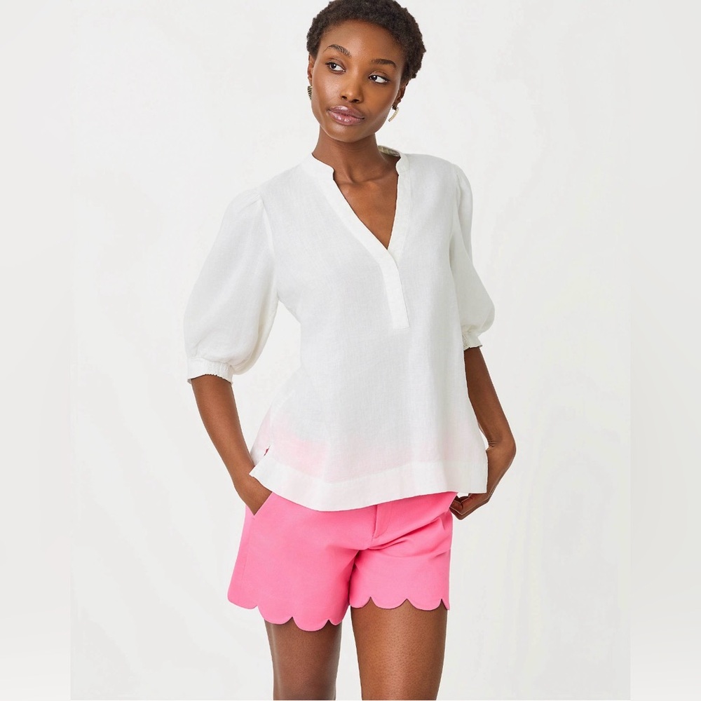 Lilly Pulitzer Mialeigh Elbow Sleeve Linen Top